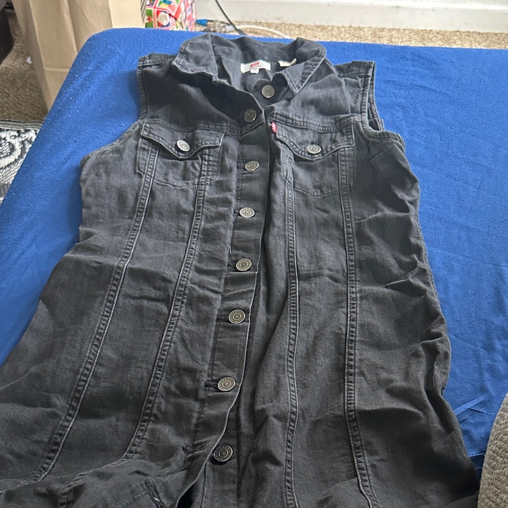 Black Sleeveless Denim dress